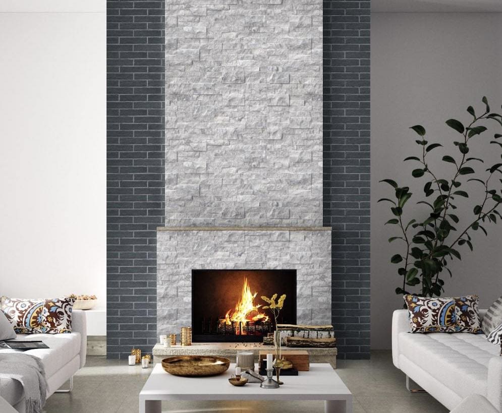 Fireplace and backsplash